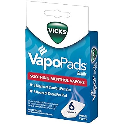 Vicks VapoPads Soothing Menthol Vapor Pads for Vicks Humidifiers, Vaporizers, Waterless Vaporizers, and Plug-Ins, VSP-19, 6 Count (Pack of 1)