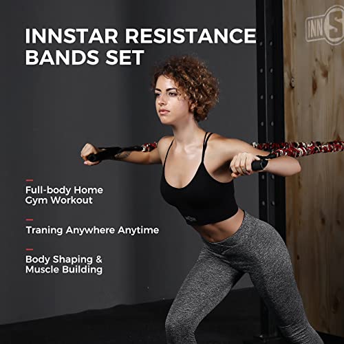 Innstar Resistance Bands Set，Exercise Bands With Protective Sleeves, Door Anchor, Handles, Ankle Straps & Carry Bag For Resistance Training, Muscle Builder, Home Workouts, Yoga (78Lb Queen’s Set) #TOP1