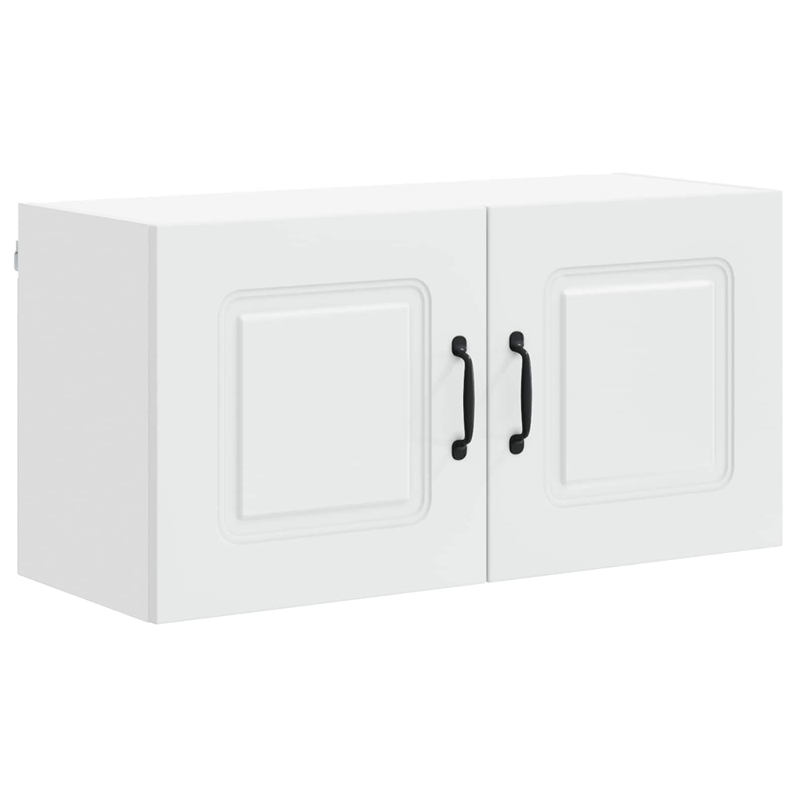 Espace de rangement et organisation en armoire murale de cuisine blanche 80cm