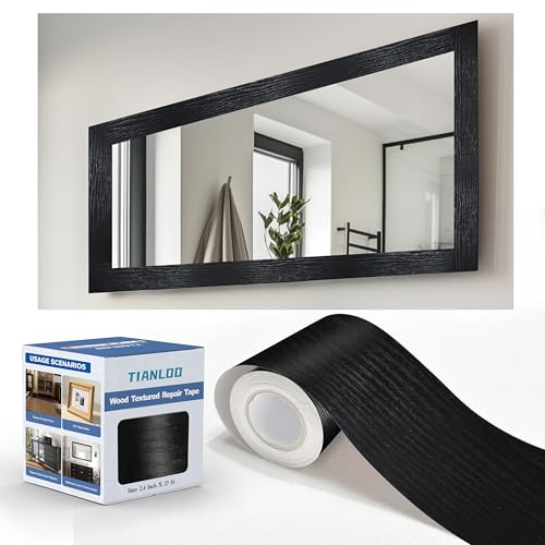 TIANLDD 27 FT Wood Grain Wallpaper Border, Removable Waterproof Mirror Border Peel and...