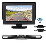 Rückfahrkamera-Set für das Auto – kabelloses Rückfahrkamera-Set mit 10,9 cm (4,3 Zoll) Monitor und IP68 wasserdichtes Nachtsicht-Nummernschild, Rückfahrkamera, Parkhilfe-System für Wohnmobil/Minivan
