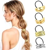 Elastici per capelli in metallo: questi polsini per capelli in metallo dorato sono realizzati in lega di alta qualità e materiali elastici per capelli, offrono una presa delicata ma sicura, non danneggiano i capelli, non causano rotture o problemi di tiro dei capelli.