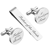 ZUNON Father of The Bride Cufflinks & Tie Clips Father of The Bride Gifts I Loved You First Wedding Tie Clips Bar Tack (Cufflinks & tie Clip)