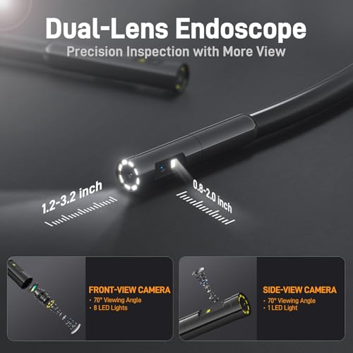 Teslong Dual Lens Endoscope with Light, Mechanic Borescope Inspection Camera, Fiber Optic Scope, Flexible Snake Probe for Automotive, HVAC, Wall & Home Inspections (16.5FT) - Thumbnail 2