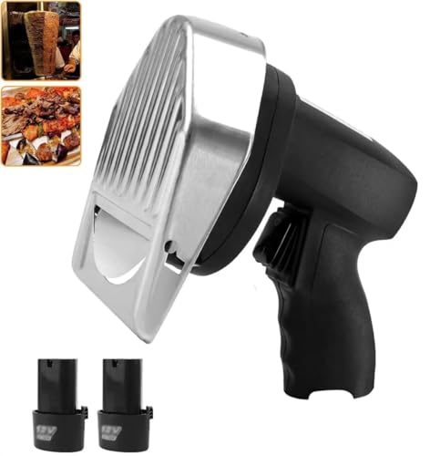 Cordless Electric Kebab Knife, Stainless Steel Handheld Shawarma Knife, With 2 Blades Cutting Turkish Kebab Slicer, 1-3 Inches Thickness, for Commercial Barbecue