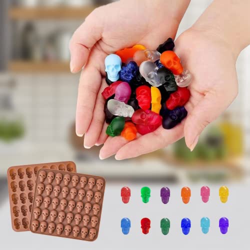 Gummy Skull Silicone Candy Molds With Droppers Non-Stick Candy Molds Skull Gummy Molds For Halloween Chocolate, Candy, Jelly, Dog Treats, Ice Cube #TOP2