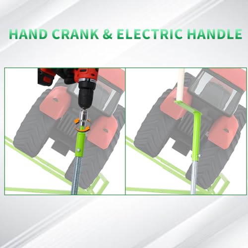 Lawn Mower Lift Jack - 800 Lbs Capacity Lawn Tractor Lifter with Manual Handle & Power Tool Extension Handle | Adjustable Telescopic Maintenance Jack for Garden Tractors & Riding Lawn Mower Green - Thumbnail 3