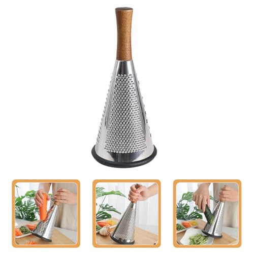 Rallador de queso y verduras 3 caras acero y madera miniatura 6