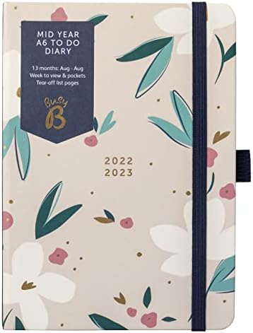 Busy B Mid Year A6 To Do Diary August 2022 - August 2023 - Pink Week to View A6 Diary with Notes, Pen Holder and Tear-Out Lists