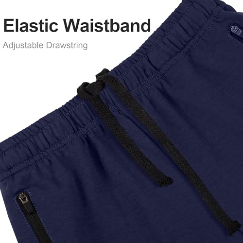 Image of BIG ELEPHANT Boys Cotton Athletic Shorts with Zipper Pockets & Drawstring