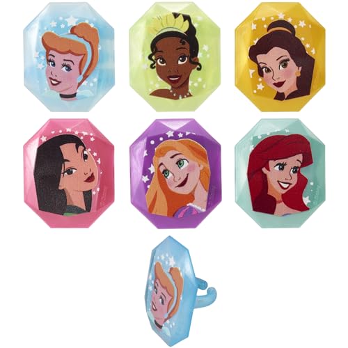 DecoPac Disney Princess Gemstone Rings, Cupcake Decorations Featuring Mulan, Cinderella, Tiana, Belle, Rapunzel and Ariel, Multicolored 3D Food Safe Cake Toppers – 24 Pack by DecoPac - Used condition - Image 7
