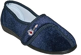 footloose.shoes Ladies Womens Touch and Close Riptape Strap Fastening Slippers Size UK 3 4 5 6 7 8 (Navy, 6 UK, numeric_6)