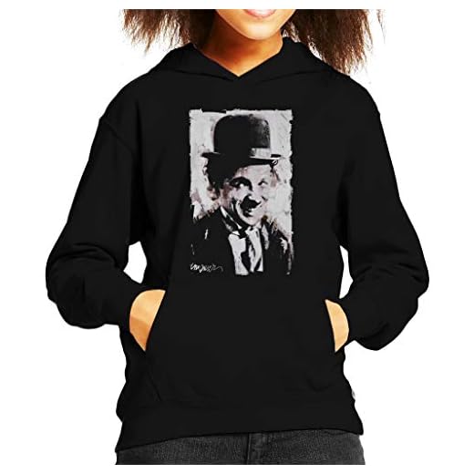 VINTRO Vintage Charlie Chaplin leende barn huvtröja original porträtt av Sidney Maurer