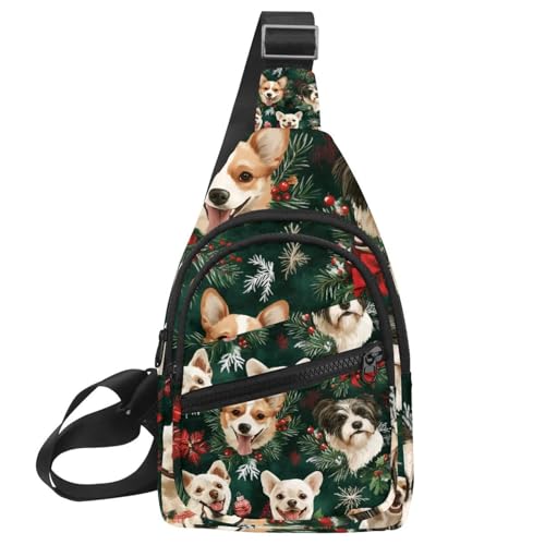 Mochila cruzada para perros de Navidad riñonera de running y senderismo unisex