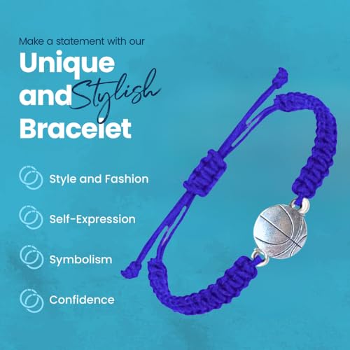 Sportybella Basketball Charm Bracelet Blue- Adjustable Bracelets For Girls & Boys W/Basketball Charm. Basketball Gifts & Souvenir For Basketball Players. Unisex Basketball Jewelry thumb #2