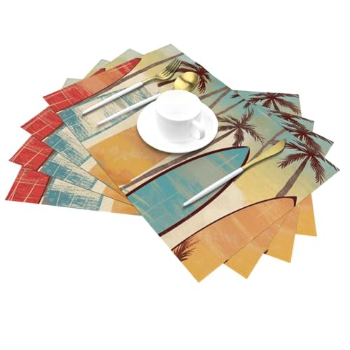 Lot de 4 sets de table cuisine en PVC lavables et tressés - 4