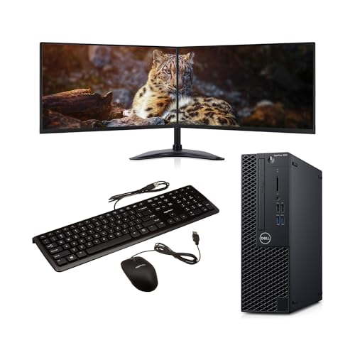 COMPUCLEAR Complete set Dual 23 inch IPS Monitors & OptiPlex 5040 Core i5-16GB RAM - 256GB SSD - WiFi - Windows 11 Pro 64-Bit Desktop PC Computer Keyboard and Mouse Speakers (Renewed)