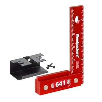 Woodpeckers Cuadrado para carpintería de precisión, 6 pulgadas, aluminio, fabricado en Estados Unidos, cuadrado lleno de características, autosuficiente, labio de hombro, escalas grabadas con láser