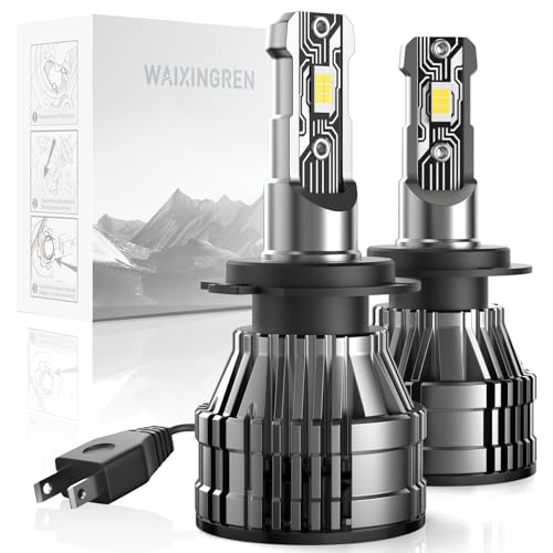 WAIXINGREN H7 Headlight Bulb, 60W 26000 LM 400% Brightness 6500K for Led Headlight Bulbs with fan, Waterproof IP68 Halogen Replacement, Plug and Play (H7)