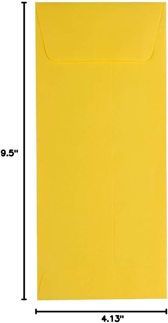 JAM PAPER #10 Policy Business Colored Envelopes - 4 1/8 x 9 1/2 - Yellow Recycled - 50/Pack