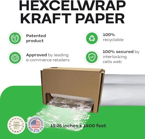 IDL Packaging MP-1400USW HexcelWrap 벌집 포장 페이퍼 스테이션용 38.73 x 1400 피트 리필 롤 (2팩) - 배송을 위한 인터로킹 슬릿 디자인의 보호 크래프트 종이 — 사진 2
