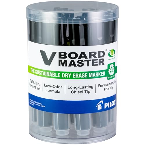 PILOT V Board Master Refillable Dry-Erase Markers, Medium Chisel Tip, Black Ink, 15ct Tub - image 1