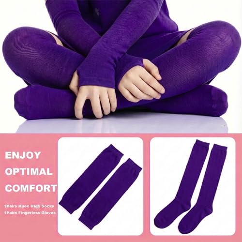 Image of Black and White Striped Arm Leg Warmers Sleeves Set Rainbow Socks Knee High Fingerless Gloves Hand Thigh Warm