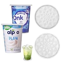 Yoghurt Lid, 500 g, Reusable Silicone Lid, Yoghurt Cup, Large Silicone Lid, Reversible for Use as a Coaster, Suitable for Cup Lids, Coasters (2, Transparent White)