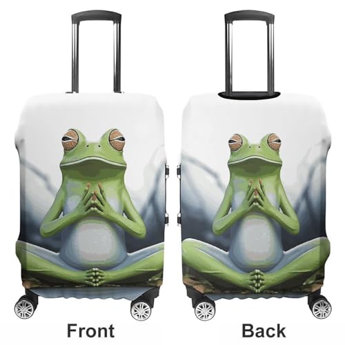 Funny Yoga Frog Printed Luggage Cover Protector, Fits 18-32 Inch Luggage3