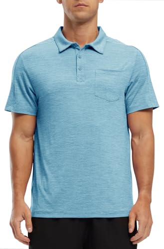Image of Rdruko Men's Polo Shirts Short Sleeve Quick Dry Outdoor Golf Sports Shirts with Pocket