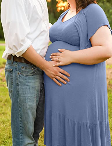 Kim S Blue Maternity Dress, Baby Shower Dress Plus Size Maternity Dress Fall Maternity Dress Maternity Dress Casual Maternity Dress Summer (Blue Xxl) #TOP1