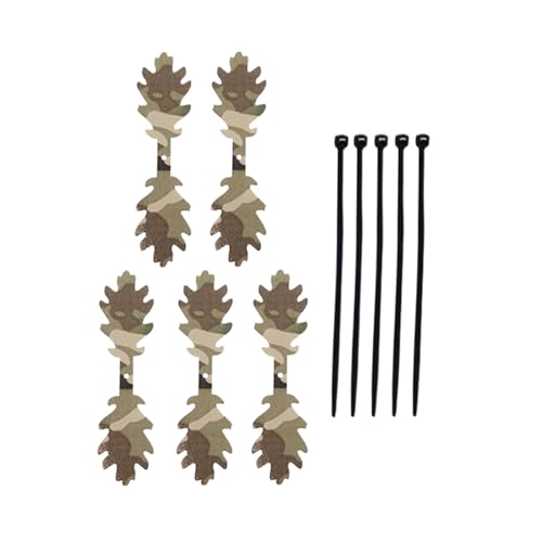 ヘルメットカモフラージュストリップ | 5枚セットバックパック隠蔽カモフラージュリーフストリップ | 帽子装飾用5本ケーブルタイ付き狩猟旅行フィールド演習対応 | 沙漠ジャングル用装飾アイテム