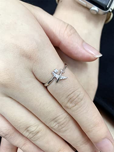 CZ Airplane 925 Sterling Silver Statement Ring for Women Girls Adjustable Expandable Open Wrap Finger Rings Comfort Fit Dainty Cute Dainty Airline Flight Jewelry Gift Souvenir3
