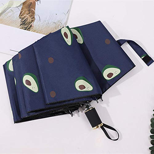 Taschenschirme Vollautomatischer Dreifacher Avocado Vinyl Sonnenschutz Regenschirm Anti-Ultraviolett Sonnenschirm Kleiner Frischer Weiblicher Jiuhe Navy Cover