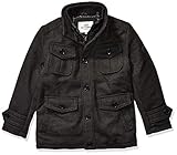 Ben Sherman Boys' Big Fashion Outerwear Jacket, Rib Neck Wool Black Heather, 14/16