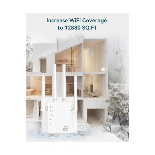 2 - Port WiFi Extender Signal Booster, WiFi Extender with 4 Antennas 1200Mbps Dual - Band, WiFi Booster with 3 Modes Support, WiFi Repeater with 12880 Sq.ft 105 Devices, Wall - Mount Booster - Image 5