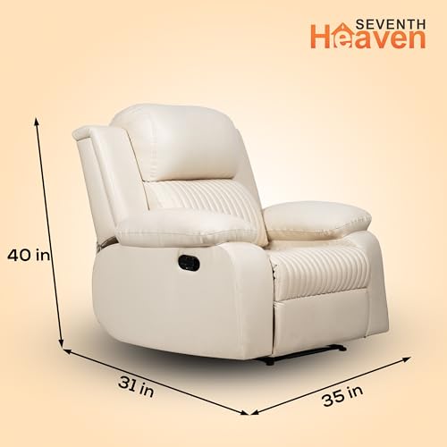 Image of Seventh Heaven Miami 1 Seater Recliner | Single Sofa Chair for Living Room Comfort | Ergonomic Design (Leatherette - Beige)