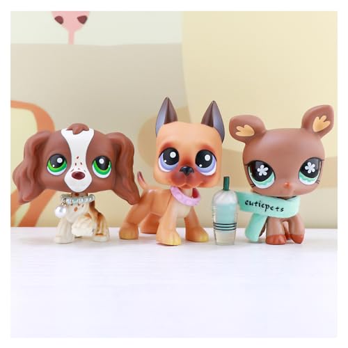 LPS Cocker Spaniel 156 Spotted LPS Great Dane 244 LPS Deer 670 Brown Different Eyes LPS Rare Collectable Figure with LPS Accessories Kids Xmas Gift