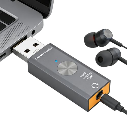 Tarjeta de sonido externa – USB a 3,5 mm, USB Audio Adapter, Noise Reduction | Jack Converter, Stereo Sound, Music Production, Live Streaming, Studio Setup For Voice Over, Meeting, Home Recording