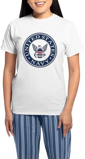 CafePress Navy Logo, Slogan, Emblem, Insignia Pajamas Women's Novelty Cotton Pajama Set, Comfortable PJ Sleepwear