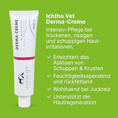 ICHTHO Vet Derma-Creme von Heel Vet - Sanfte und gut verträgliche Pflege bei trockenen, rissigen und schuppigen Hautirritationen für Hunde und Katzen | Natürliche Intensivpflege | MADE IN GERMANY
