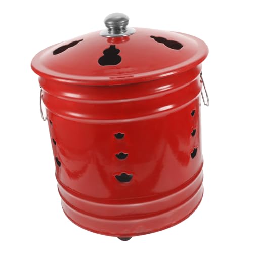 BESPORTBLE Cubo Rojo Esmaltado Incinerador De Papel Cubos para Quemar Incinerador Duradero Hogar