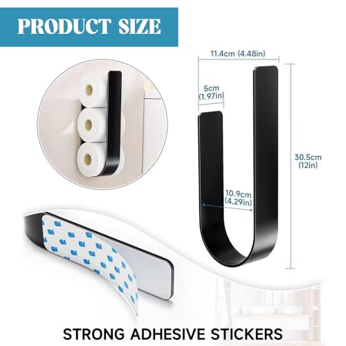 XFSRG Modern Toilettenpapierhalter ohne Bohren Schwarzes Metall Gebogenes Design Klopapierhalter Stehend für Badezimmer