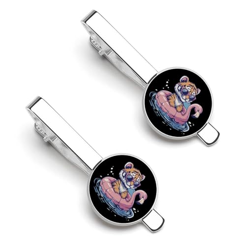 Cool Tiger Flamingos 1 Pair Tie Clips Necktie Bar Pinch Clip for Wedding Business