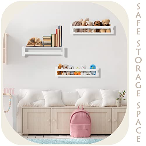 Set Of 6 White Wood Nursery Book Shelves For Kids Room Wall Farmhouse Book Shelf Organizer Natural Wall Bookshelf Rustic Wall Spice Rack Or Kids' Room, Kitchen, Bathroom,Toys And Decor 15.7 X 4 Inch #TOP3