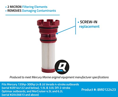 Quicksilver 8M0122423 Fuel Filter Element for Select Mercury Outboards and MerCruiser Sterndrive Engines