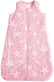 Futter aus 100% Baumwolle POCOPIANO® Baby Winterschlafsack  Schlafsack aus weichem Plüsch  Innenfutter aus 100% Baumwolle (rosa - Sterne Muster, 70 cm - ca. 0-6 Monate)
