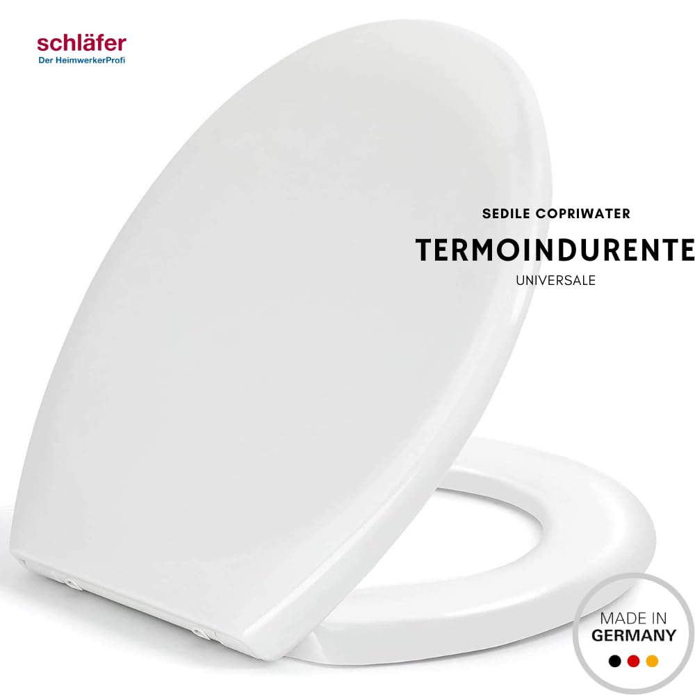 Schläfer 4633101 | Copriwater Universale Sedile Wc, Coprivaso in Thermoplast, Copri Wc Termoplasico con Cerniere Regolabili. Colore Bianco Lucido