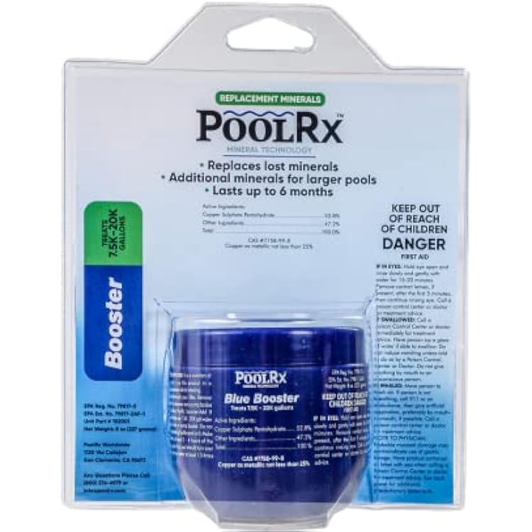 PoolRX+ Pool Unit 20k-30k gallons and Pool RX 102001 6 Month Swimming Pool Algaecide Replacement