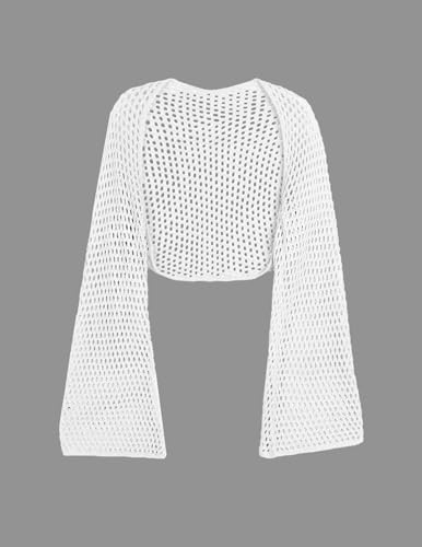 Image of Libsorge Womens Lightweight Crochet Knit Cardigan Spring 2026 Cropped Shrug Long Sleeve Hollow Out Cardigans